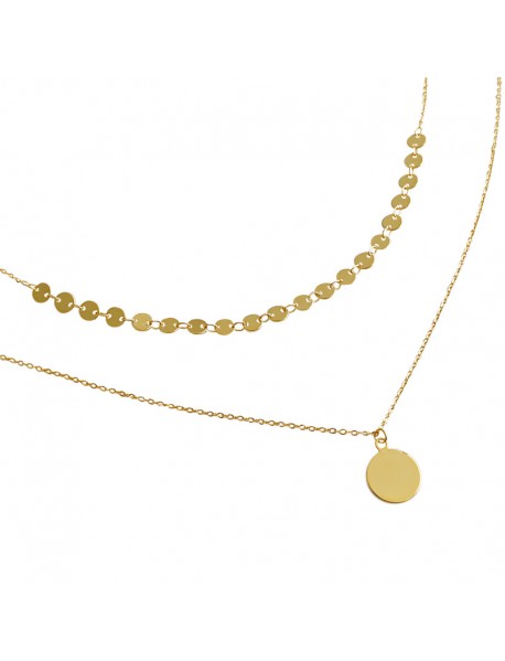 Geometry Wafer Double Layer 925 Sterling Silver Necklace