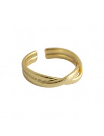 Ins Lines Cross Twisted 925 Sterling Silver Adjustable Ring