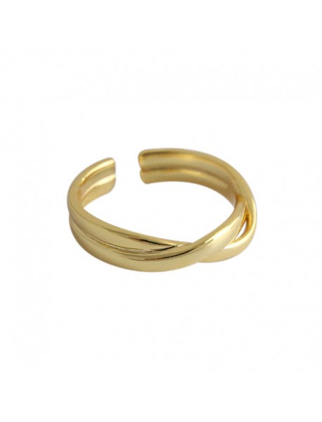 Ins Lines Cross Twisted 925 Sterling Silver Adjustable Ring