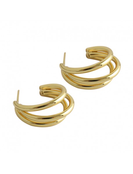 Fashion Three Circles 925 Sterling Silver Hoop Earrings