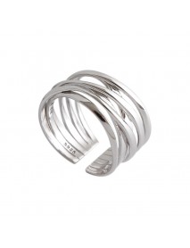 Fashion Multi-Storey Cross 925 Sterling Silver Adjustable Ring