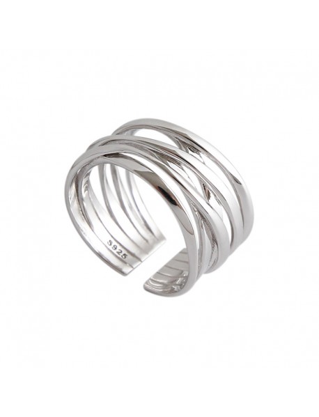 Fashion Multi-Storey Cross 925 Sterling Silver Adjustable Ring
