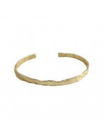 Simple Concave Convex Round 925 Sterling Silver Open Bangle