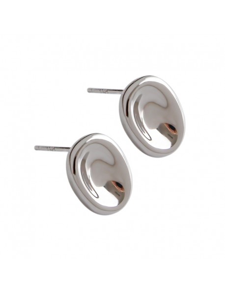 Simple Geometry Ellipse 925 Sterling Silver Studs Earrings