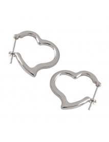 Office Lady Hollow Heart 925 Sterling Silver Hoop Earrings
