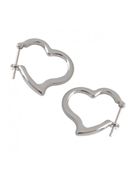 Office Lady Hollow Heart 925 Sterling Silver Hoop Earrings