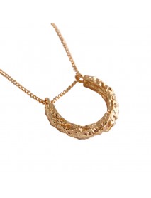 Classic Geometric Irregular Surface Semicircle 925 Sterling Silver Necklace