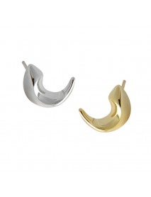 Geometry Crescent Moon 925 Sterling Silver Studs Earrings