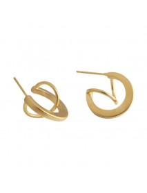 Geometry Matte Irregular Semicircle 925 Sterling Silver Stud Earrings