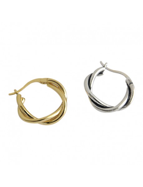 Party Simple Twisted Circle 925 Sterling Silver Hoop Earrings