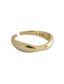 Simple Wave 925 Sterling Silver Adjustable Ring