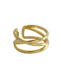 Fashion X Line Cross 925 Sterling Silver Adjustable Ring