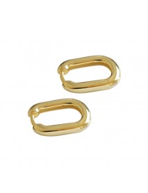 Simple Geometric Ellipse 925 Sterling Silver Leverback Earrings