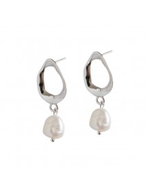 Office Unique Natural Pearl 925 Sterling Silver Dangling Earrings
