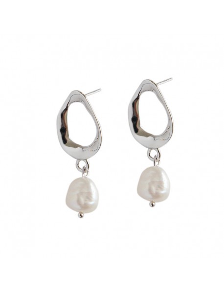 Office Unique Natural Pearl 925 Sterling Silver Dangling Earrings