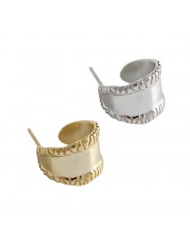 Retro Carved Wide 925 Sterling Silver Studs Earrings