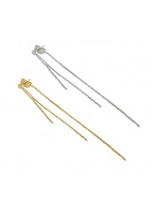 Simple Beads 925 Sterling Silver Long Dangling Earrings