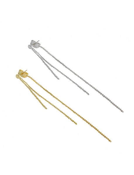 Simple Beads 925 Sterling Silver Long Dangling Earrings