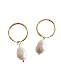 Simple Natural Pearl 925 Sterling Silver Dangling Earrings