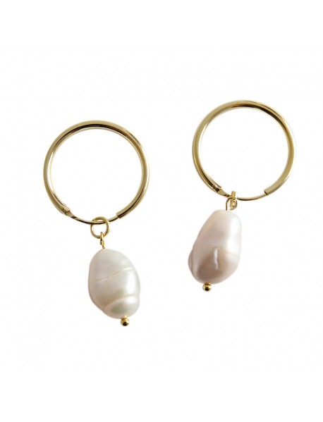 Simple Natural Pearl 925 Sterling Silver Dangling Earrings