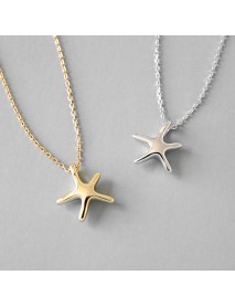 Simple Starfish Five Stars 925 Sterling Silver Necklace
