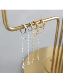 Beautiful CZ Hoop 925 Sterling Silver Dangling Earrings
