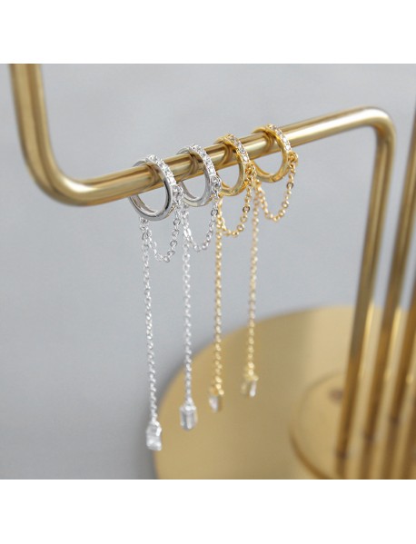 Beautiful CZ Hoop 925 Sterling Silver Dangling Earrings