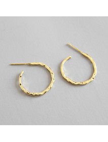 Simple Asymmetric Geometry 925 Sterling Silver Hoop Earrings