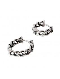 Retro Hollow Chain 925 Sterling Silver Huggie Hoop Earrings