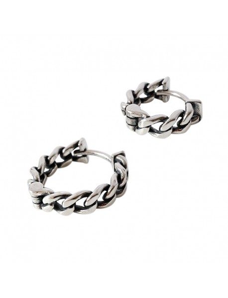 Retro Hollow Chain 925 Sterling Silver Huggie Hoop Earrings