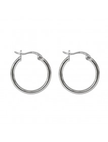 Fashion Simple Round 925 Sterling Silver Hoop Earrings