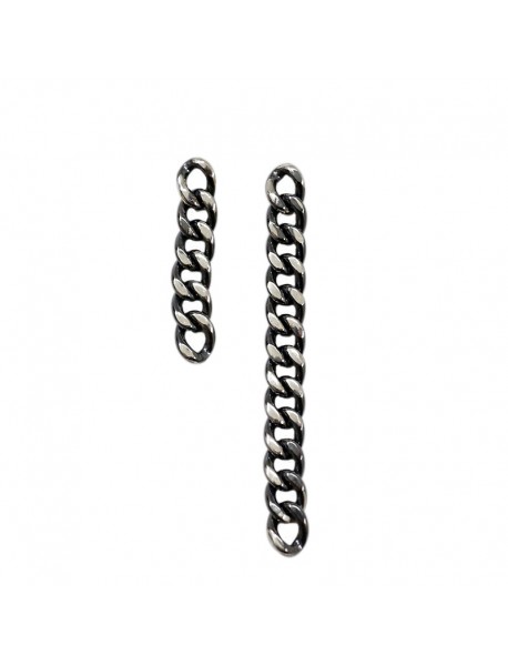 Simple Asymmetric Chain 925 Sterling Silver Dangling Earrings