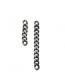 Simple Asymmetric Chain 925 Sterling Silver Dangling Earrings