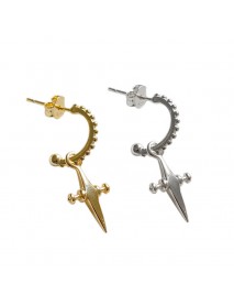 Simple Cross 925 Sterling Silver Dangling Earrings