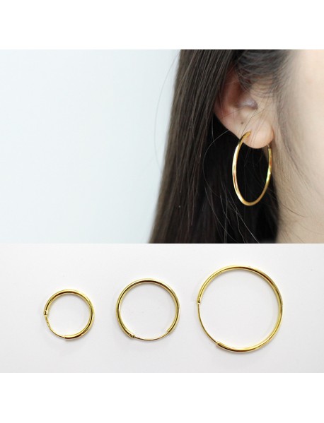 Fashion Yellow Gold Solid 925 Sterling Silver Huggie Hoop Earrings