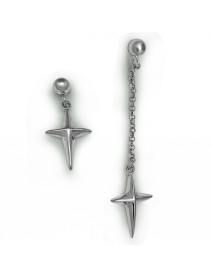 Asymmetry Cross 925 Sterling Silver Dangle Earring(Single)