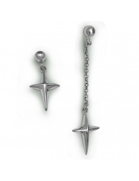 Asymmetry Cross 925 Sterling Silver Dangle Earring(Single)