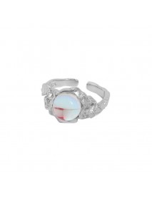 Holiday Round Moonstone Irrgular 925 Sterling Silver Adjustable Ring