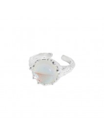 Gift Round Moonstone 925 Sterling Silver Adjustable Ring