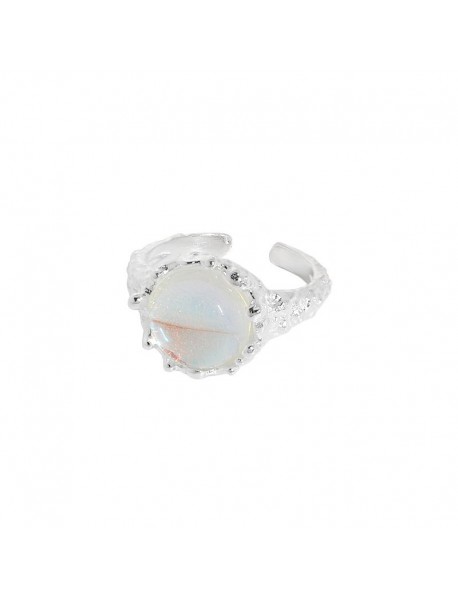 Gift Round Moonstone 925 Sterling Silver Adjustable Ring