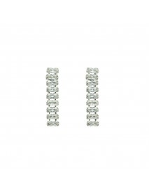 Elegant CZ Chain 925 Sterling Silver Dangling Earrings