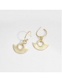 Ancient Roman Modern Striped Fan 925 Sterling Silver Earring (Single)