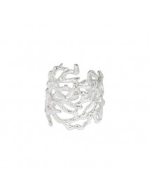Simple Wide Branch Texture 925 Sterling Silver Adjustable Ring