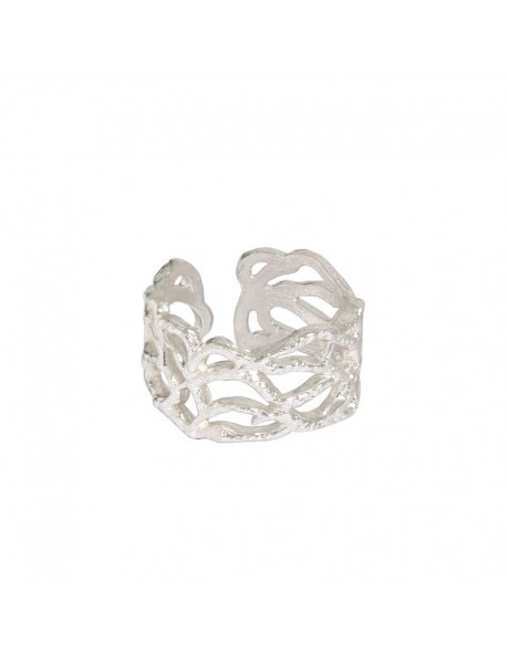 Vintage Irregular Wide Branch Texture 925 Sterling Silver Adjustable Ring