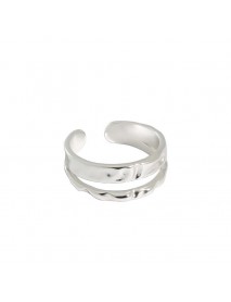 Irregular Double Layer 925 Sterling Silver Adjustable Ring