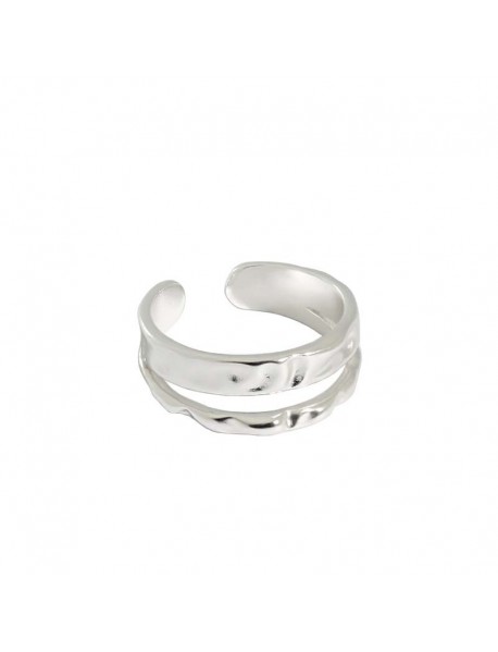 Irregular Double Layer 925 Sterling Silver Adjustable Ring