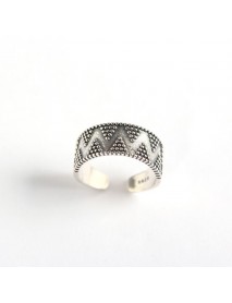 Vintage Dots Wide 925 Sterling Silver Adjustable Ring