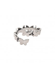 Vintage Mini Flying Butterflies 925 Sterling Silver Adjustable Ring