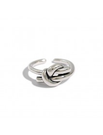 Vintage Heart Knot 925 Sterling Silver Adjustable Ring