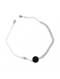 Black Round Chain CZ 925 Sterling Silver Anklet